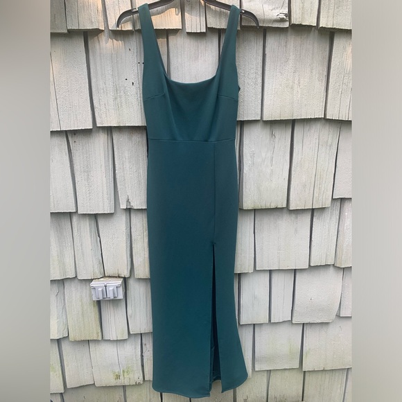 BHLDN square neck hunter green maxi dress - Picture 2 of 7